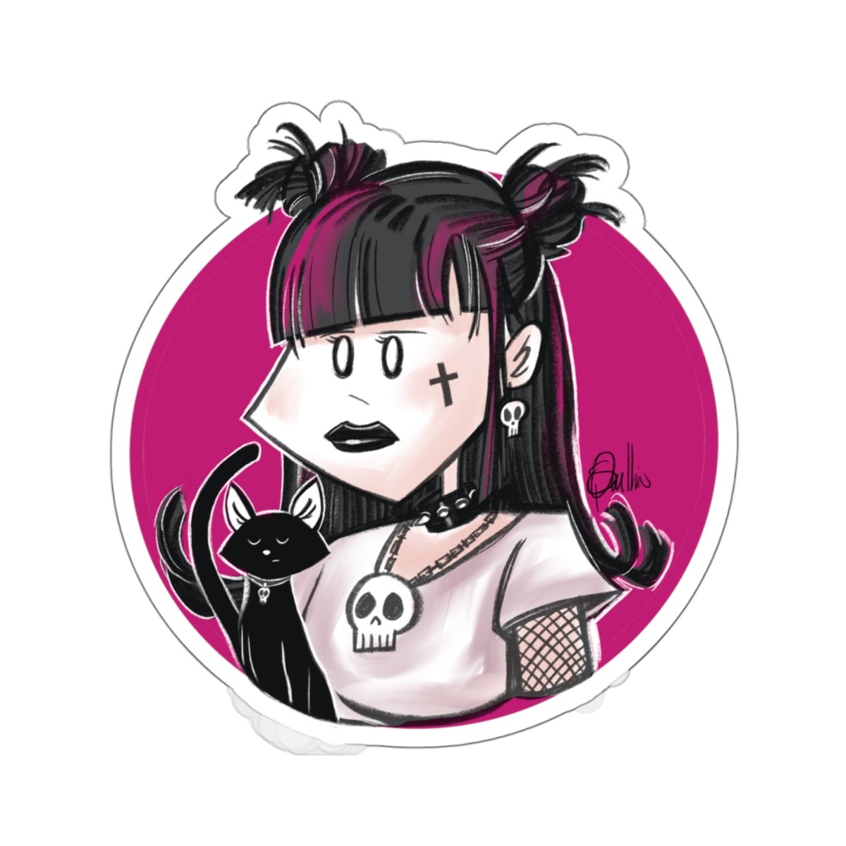 Goth Girl Kiss-Cut Stickers