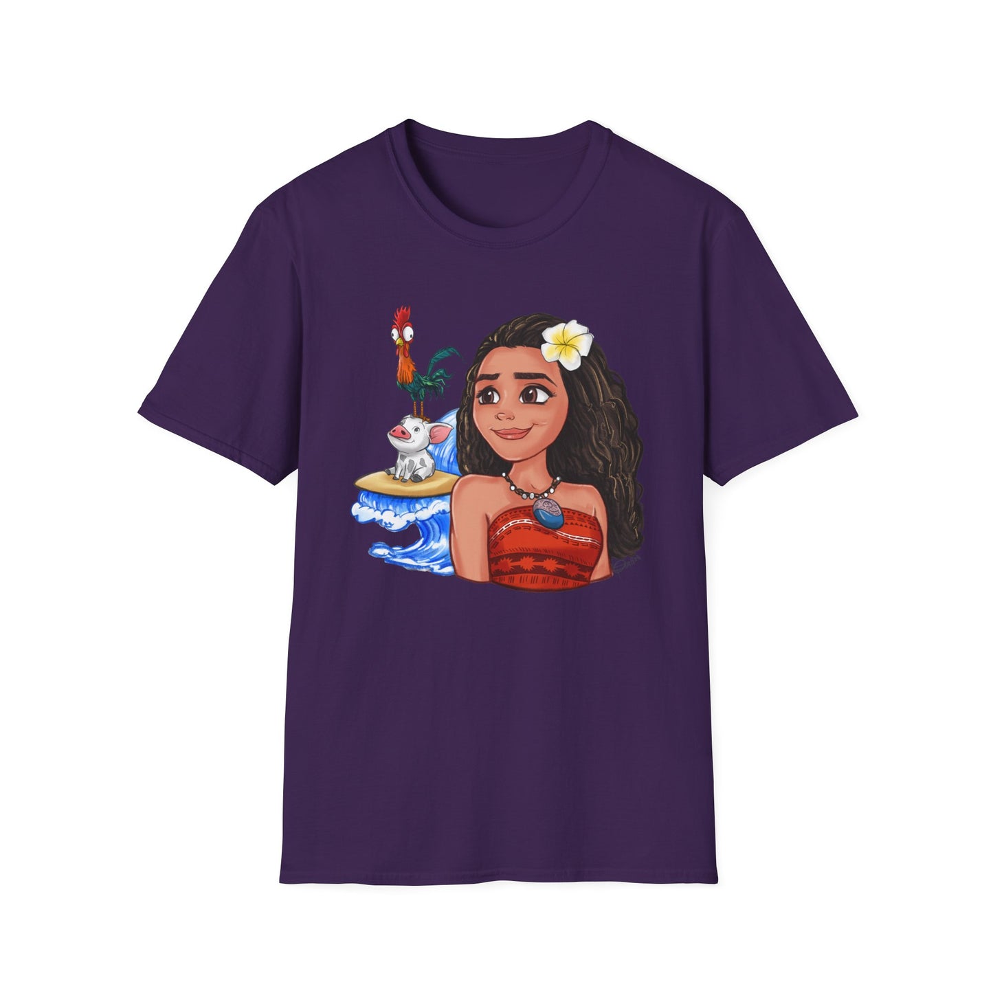 Moana riding the waves with Hei Hei and Pua T-Shirt