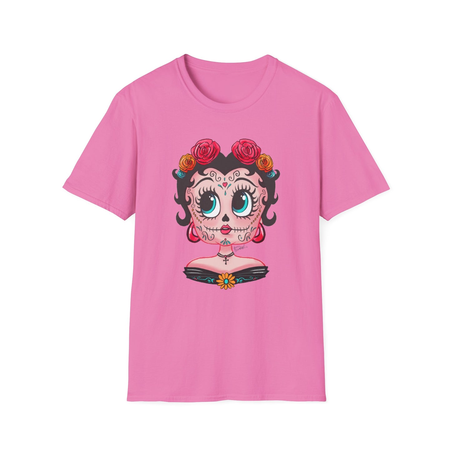 Betty Boop Dia de los Muertos Floral Skull T-Shirt
