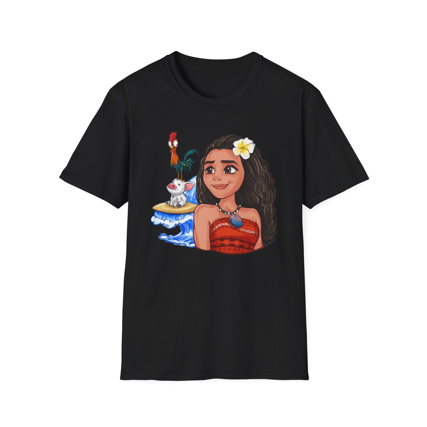 Moana riding the waves with Hei Hei and Pua T-Shirt