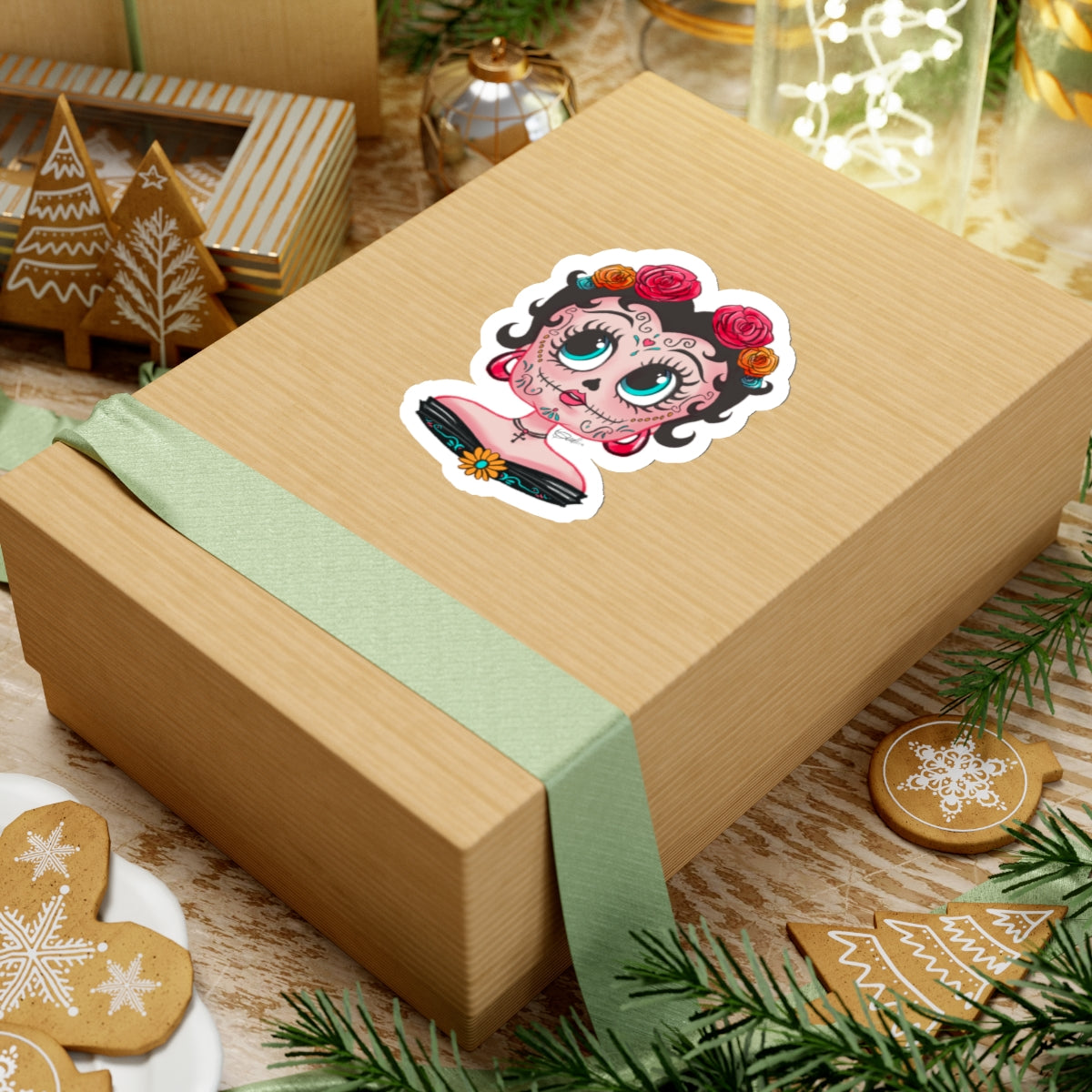 Betty Boop Dia de los Muertos Floral Kiss-Cut Stickers