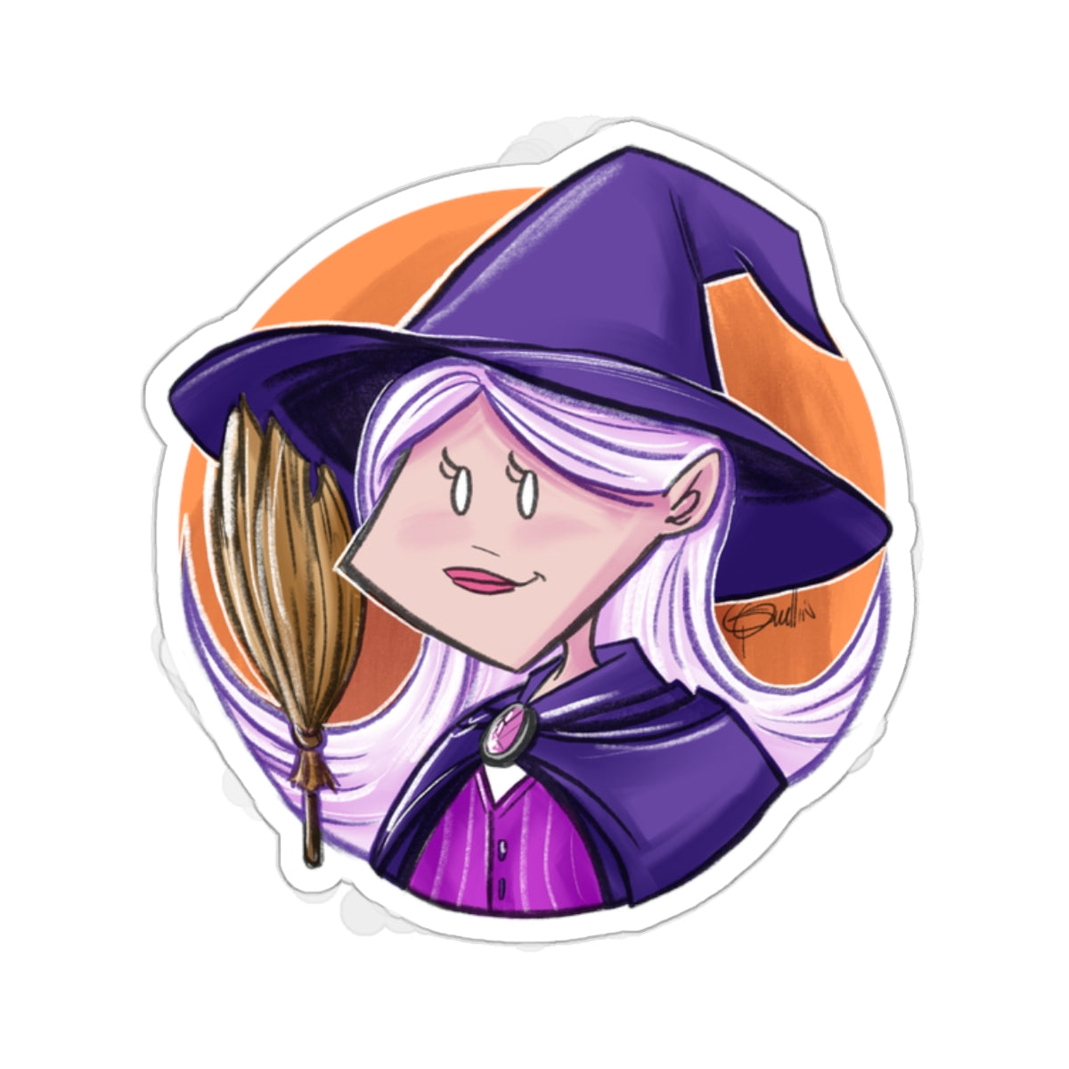 Cute Lil Witch Kiss-Cut Stickers