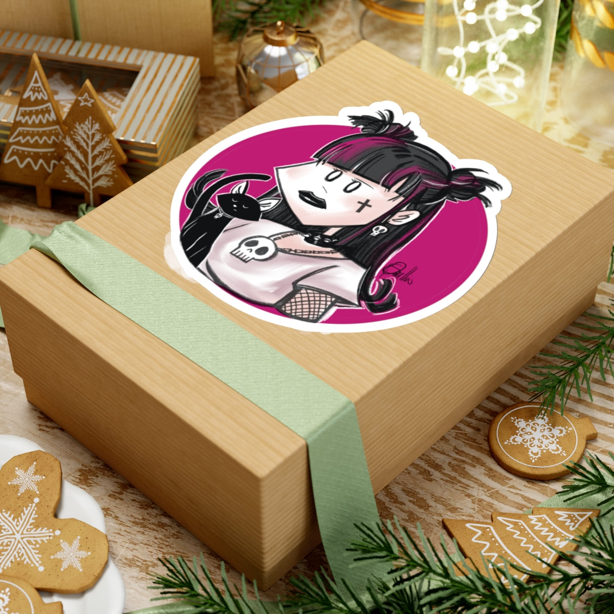 Goth Girl Kiss-Cut Stickers