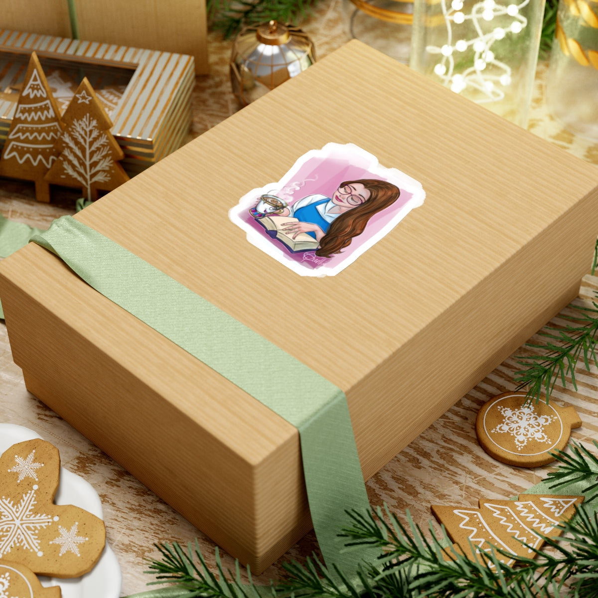 Belle Reading with Chip Kiss-Cut Stickers