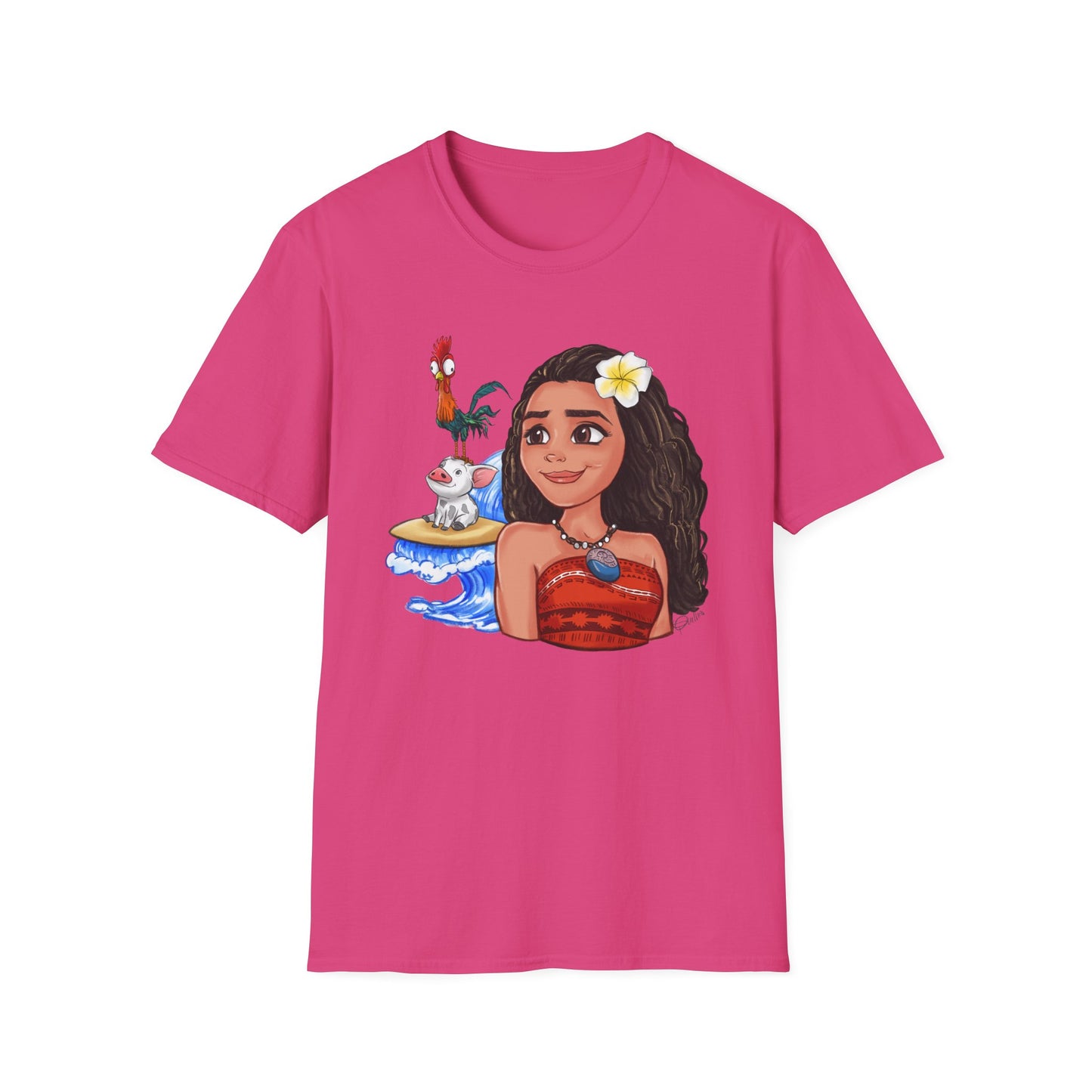 Moana riding the waves with Hei Hei and Pua T-Shirt