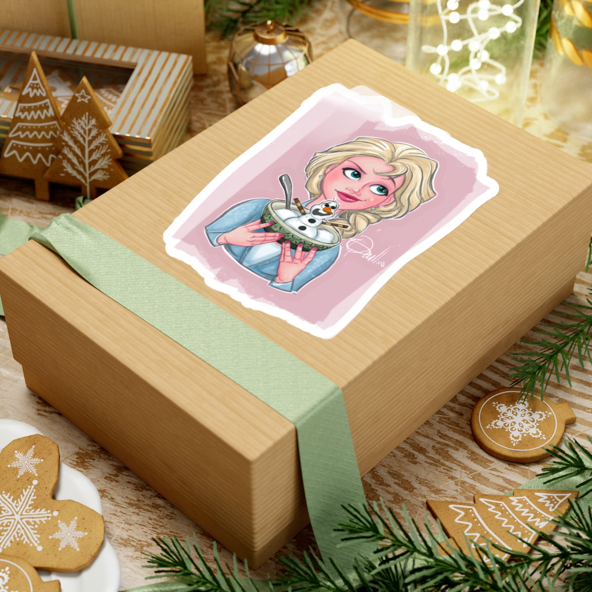 Elsa Eating an Olaf Snow Cone Sticker