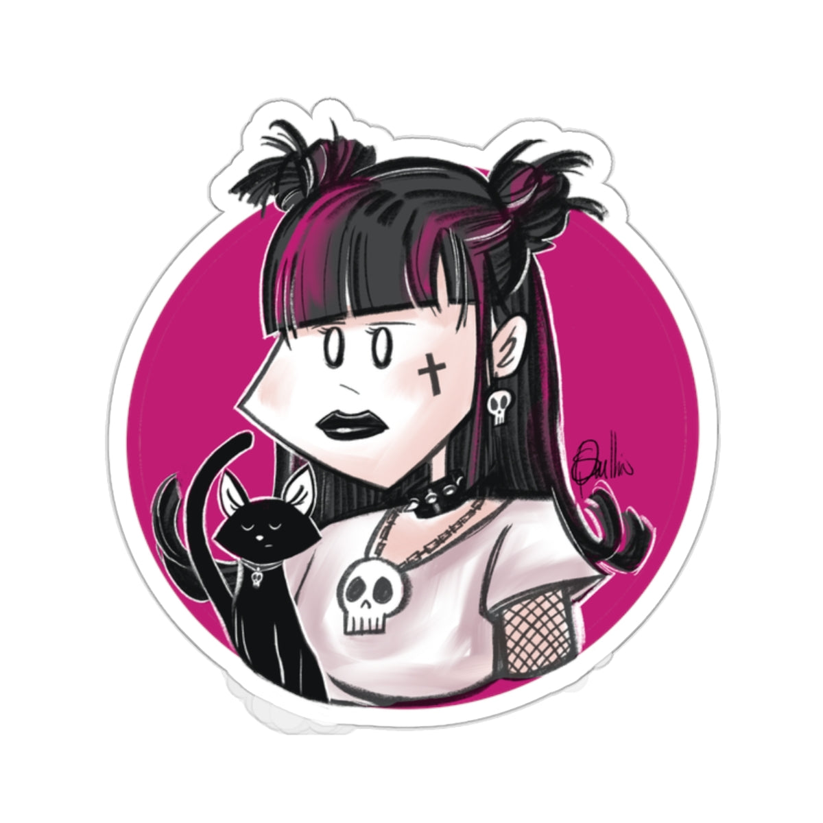 Goth Girl Kiss-Cut Stickers