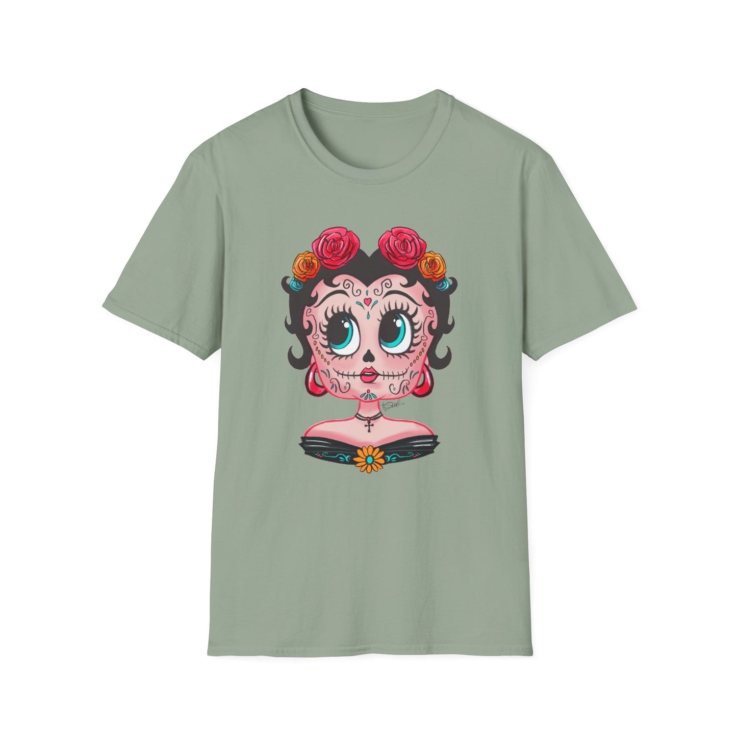 Betty Boop Dia de los Muertos Floral Skull T-Shirt