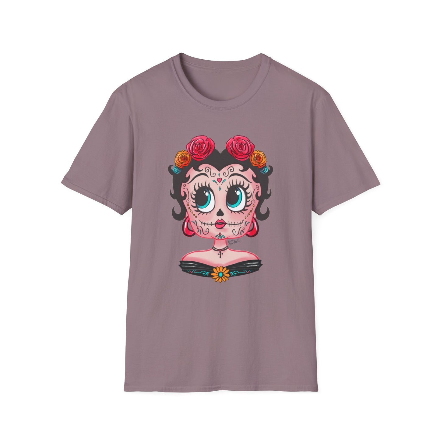 Betty Boop Dia de los Muertos Floral Skull T-Shirt