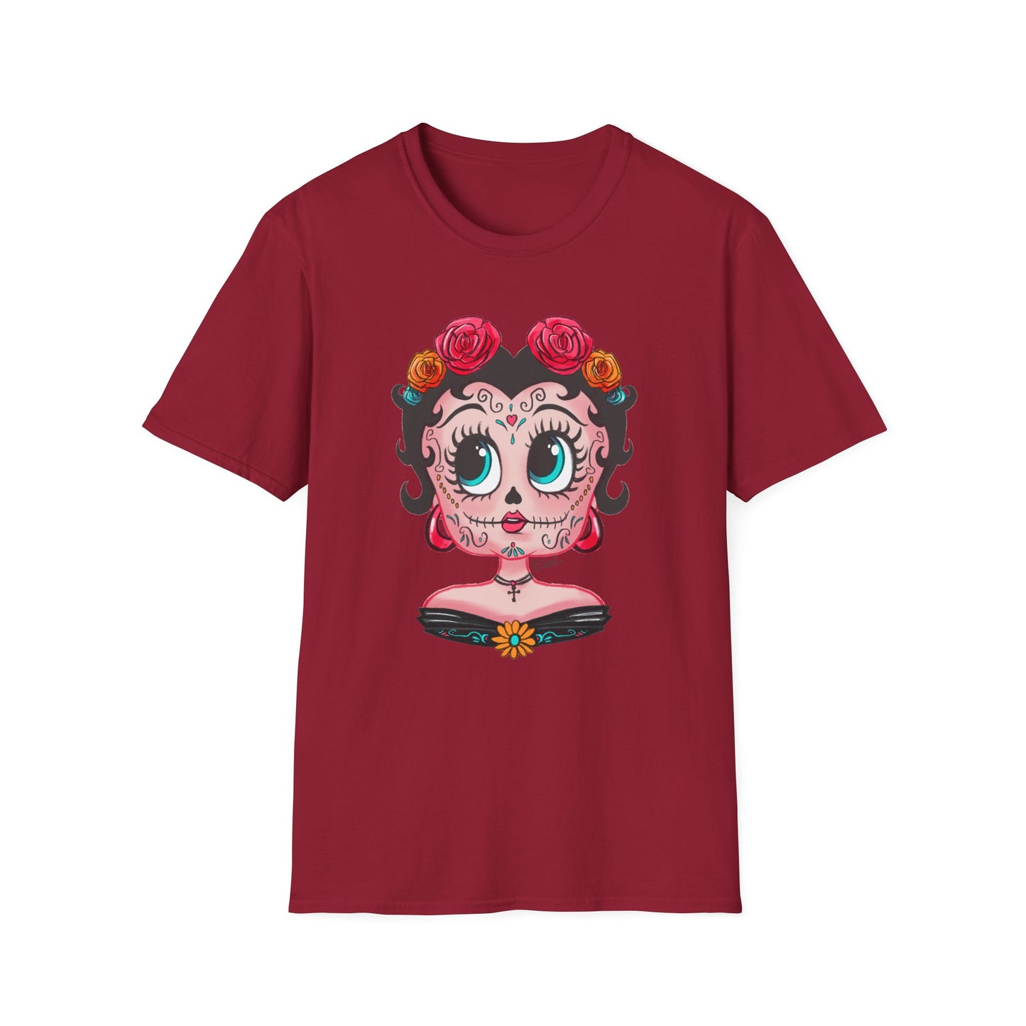 Betty Boop Dia de los Muertos Floral Skull T-Shirt