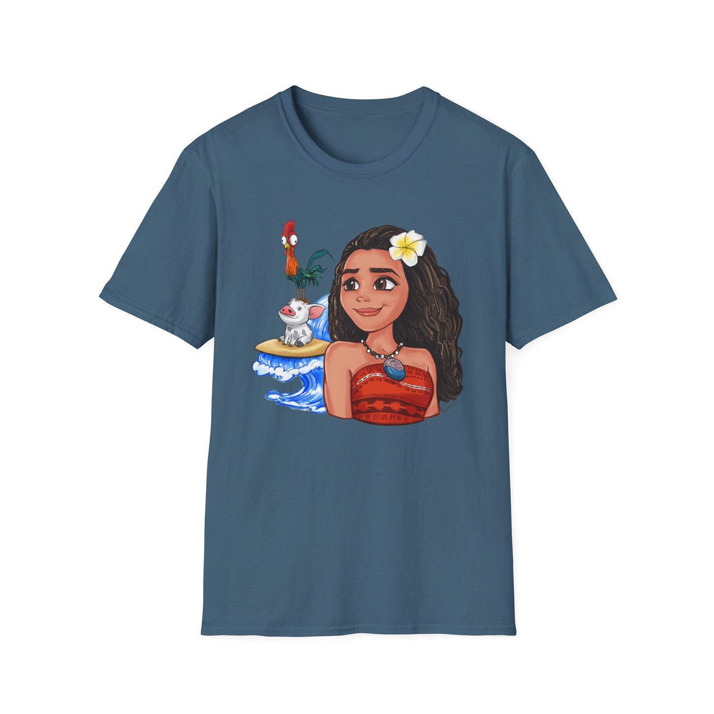 Moana riding the waves with Hei Hei and Pua T-Shirt