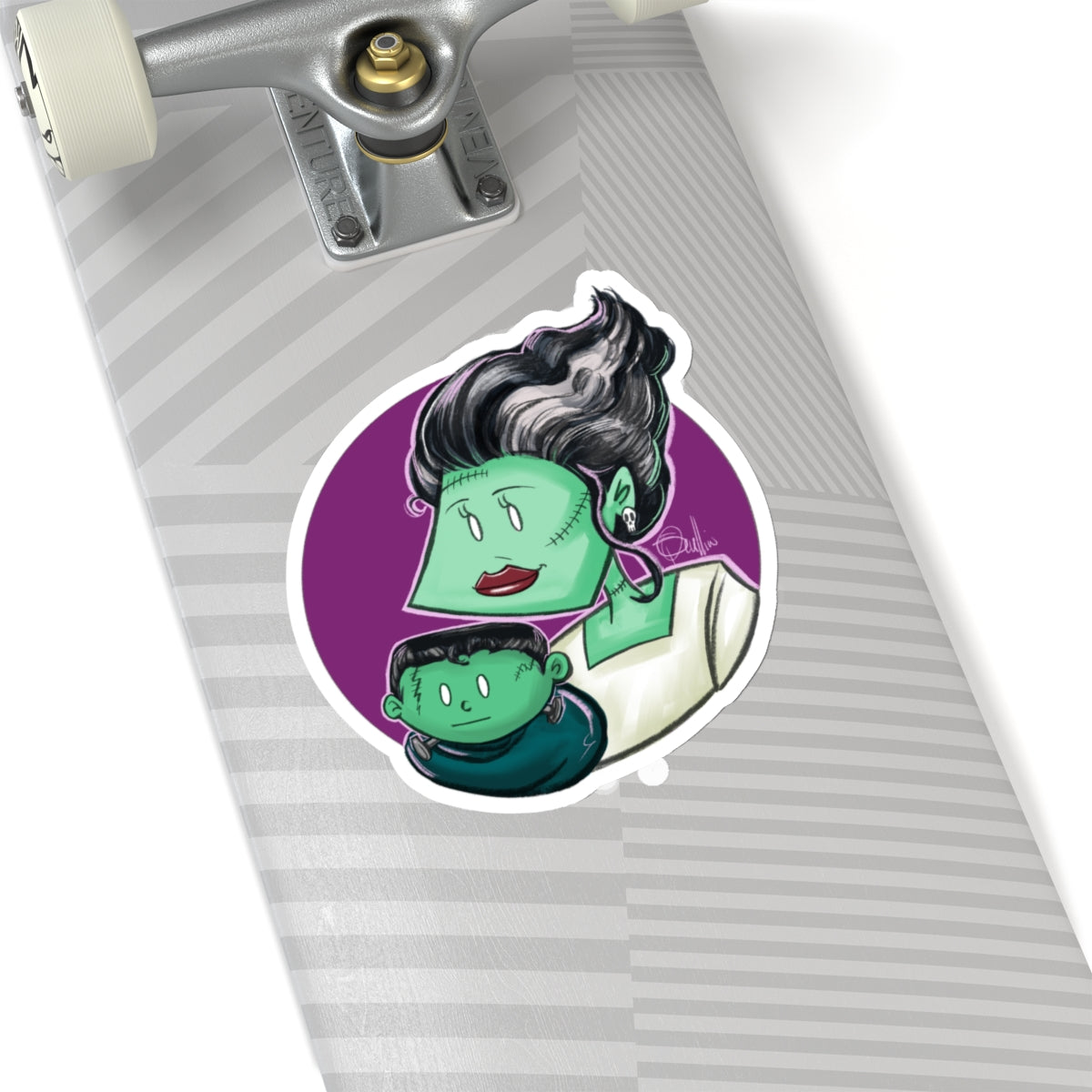 Bride of Frankenstein & Monster Baby Kiss-Cut Stickers