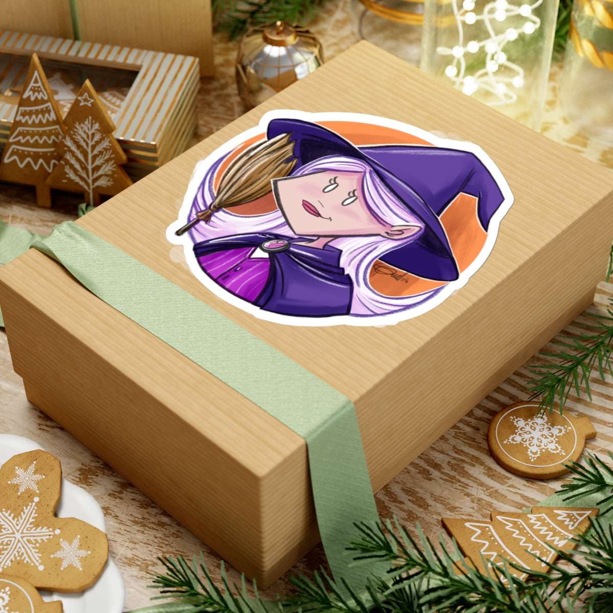 Cute Lil Witch Kiss-Cut Stickers