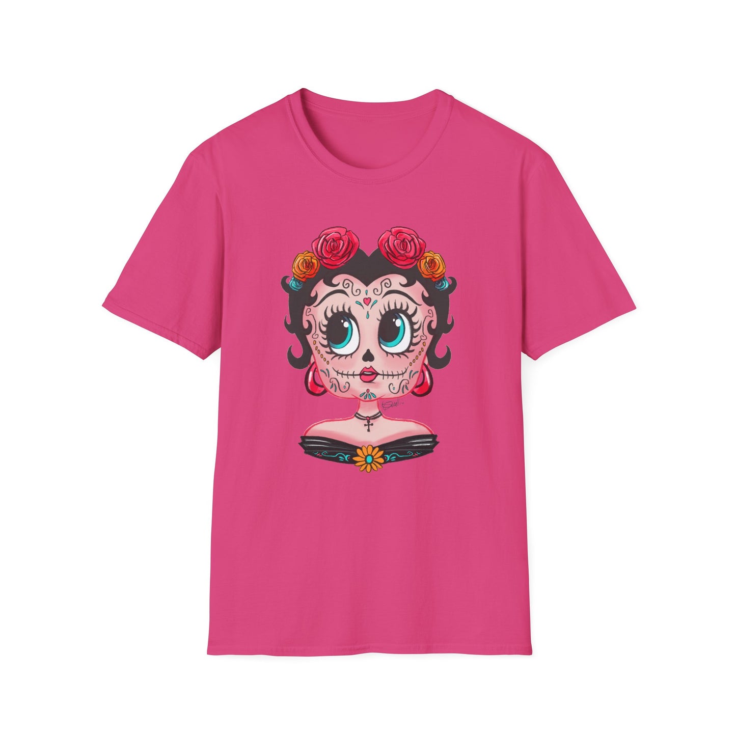 Betty Boop Dia de los Muertos Floral Skull T-Shirt