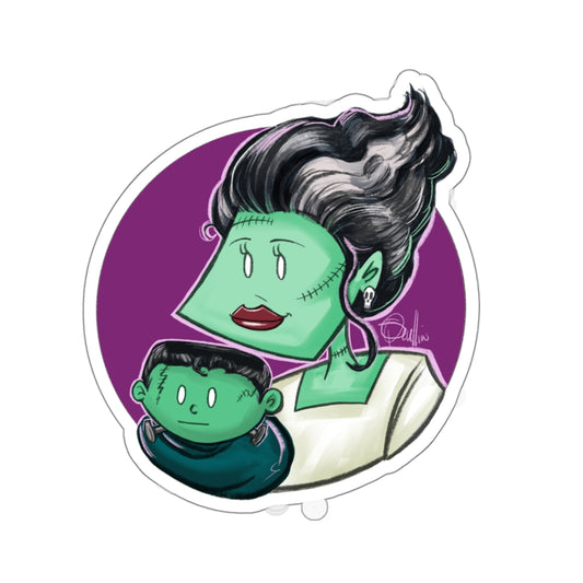 Bride of Frankenstein & Monster Baby Kiss-Cut Stickers