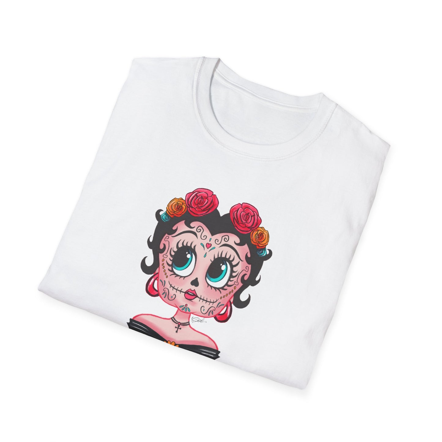 Betty Boop Dia de los Muertos Floral Skull T-Shirt
