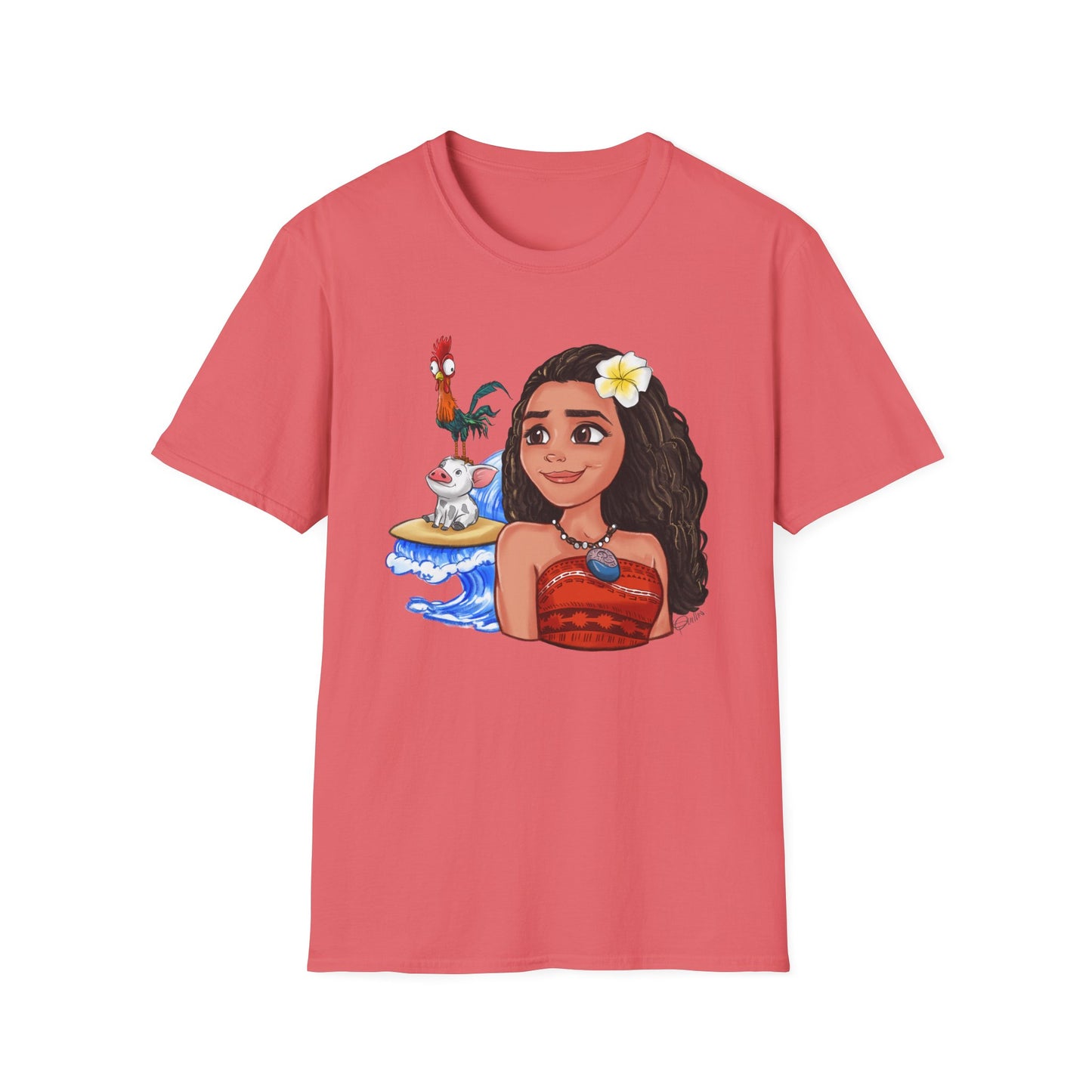 Moana riding the waves with Hei Hei and Pua T-Shirt