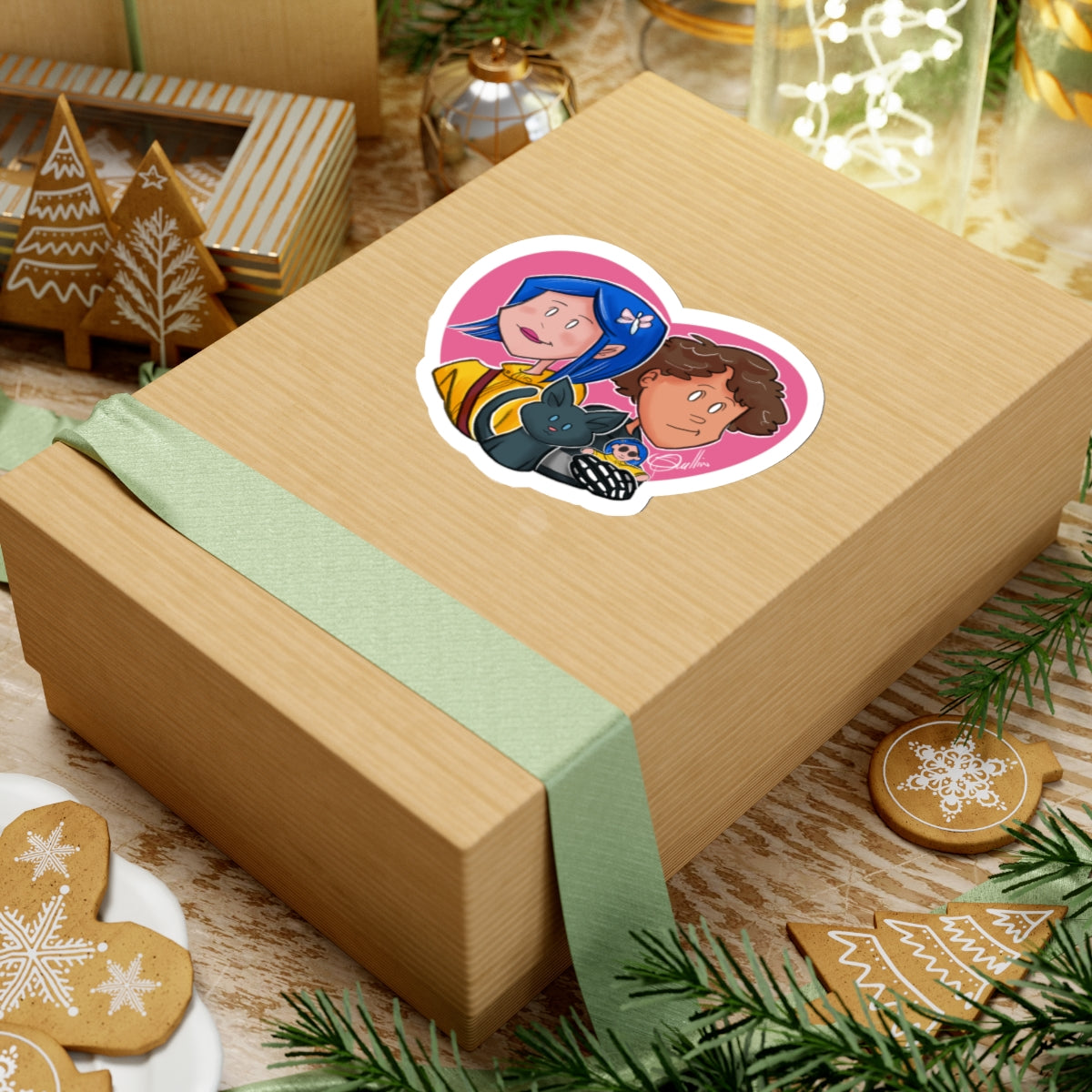 Whimsical Coraline & Wybie Kiss-Cut Stickers