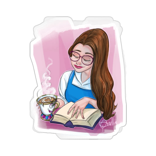 Belle Reading with Chip Kiss-Cut Stickers