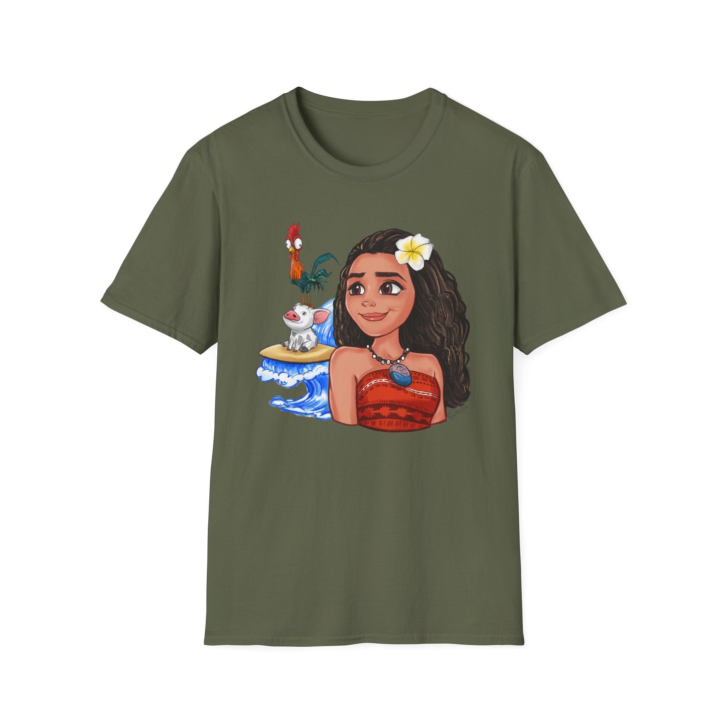 Moana riding the waves with Hei Hei and Pua T-Shirt
