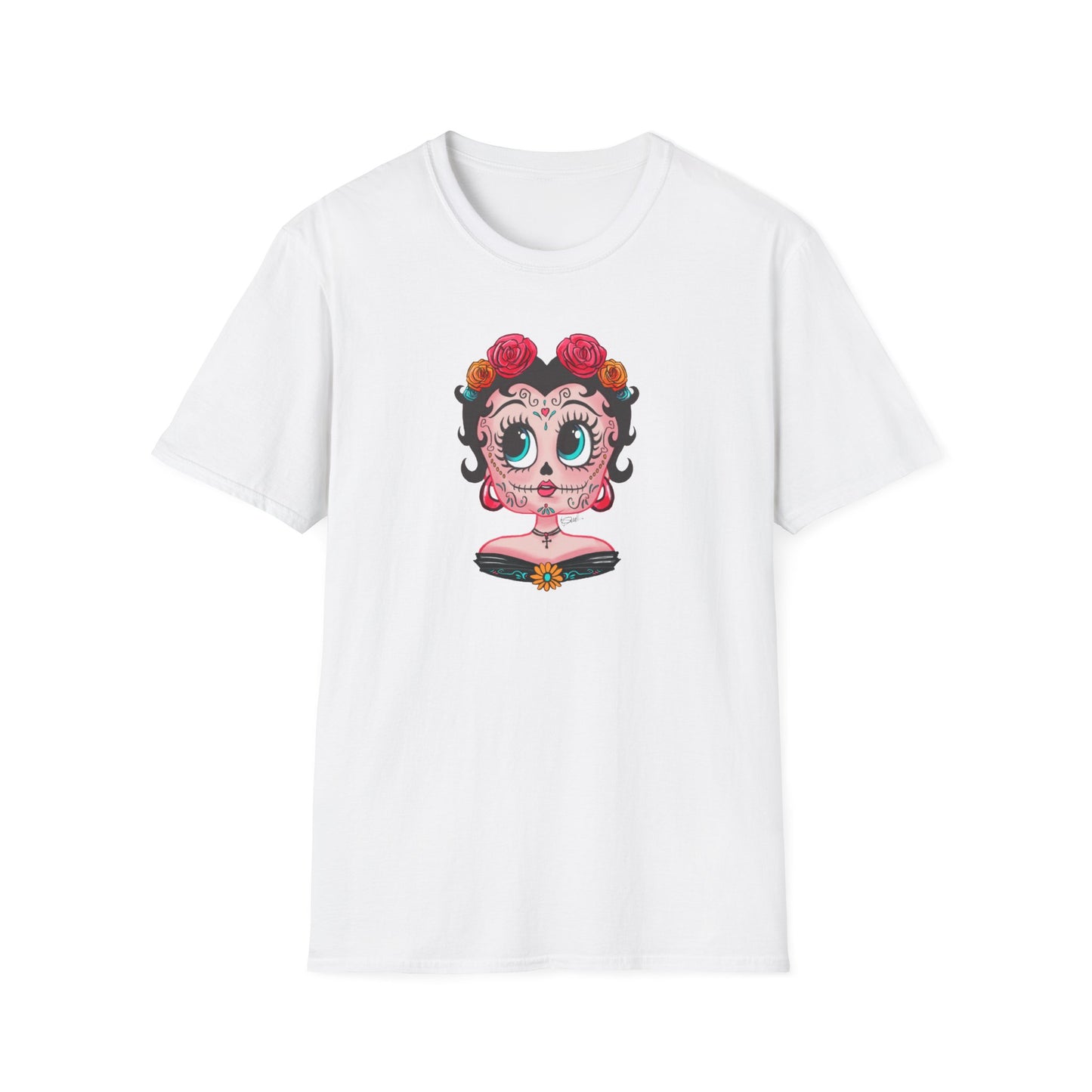 Betty Boop Dia de los Muertos Floral Skull T-Shirt