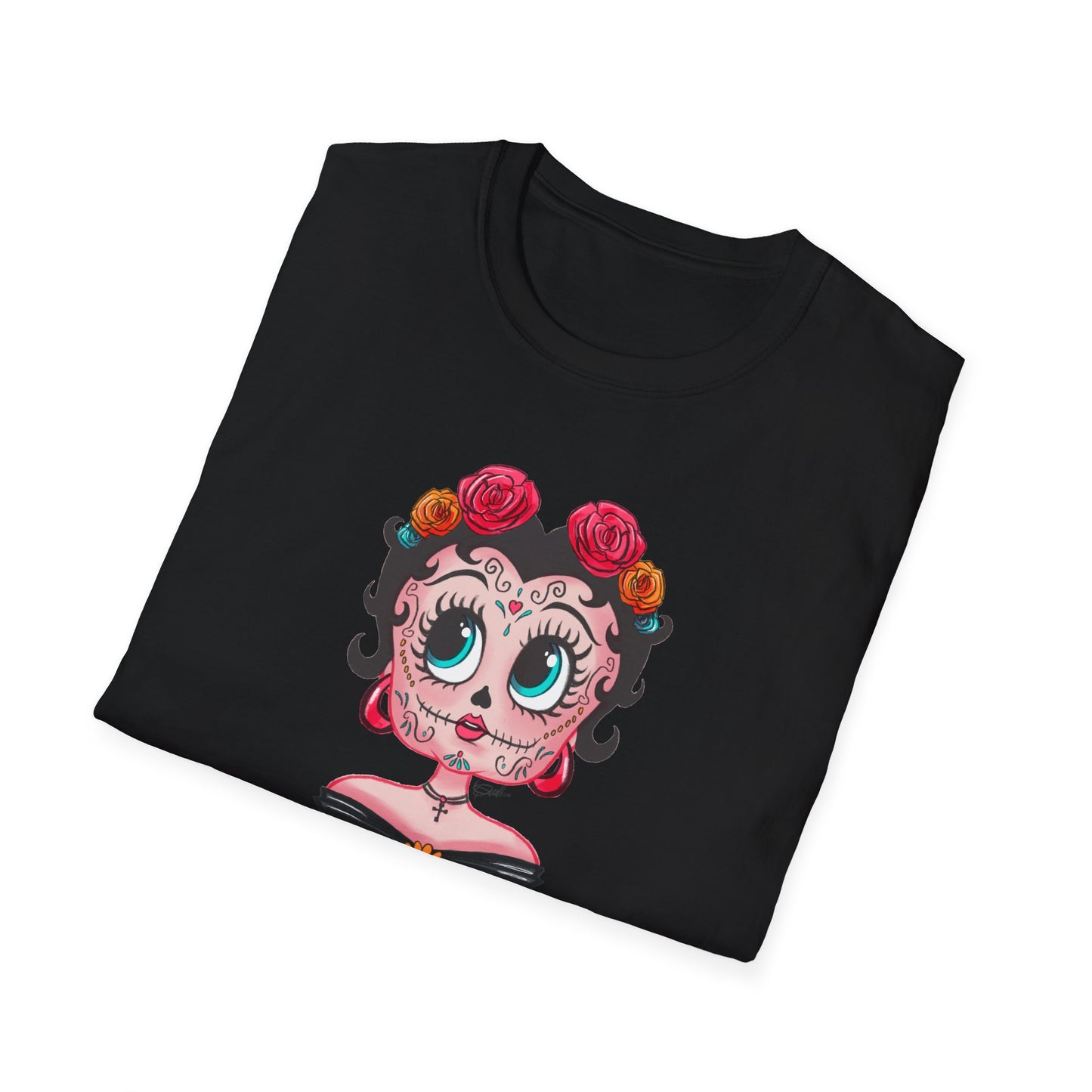 Betty Boop Dia de los Muertos Floral Skull T-Shirt