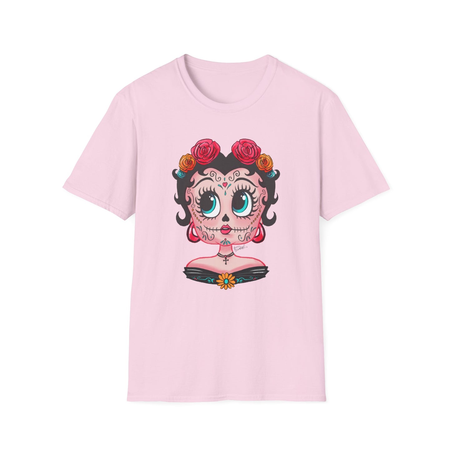 Betty Boop Dia de los Muertos Floral Skull T-Shirt