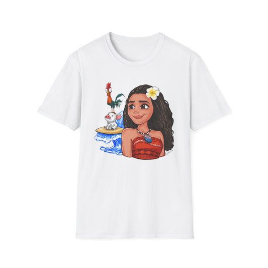 Moana riding the waves with Hei Hei and Pua T-Shirt