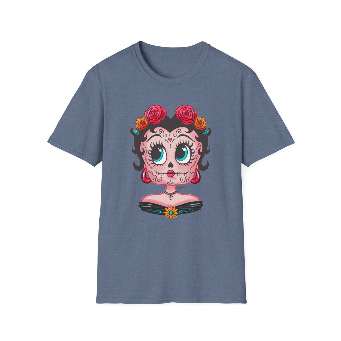 Betty Boop Dia de los Muertos Floral Skull T-Shirt