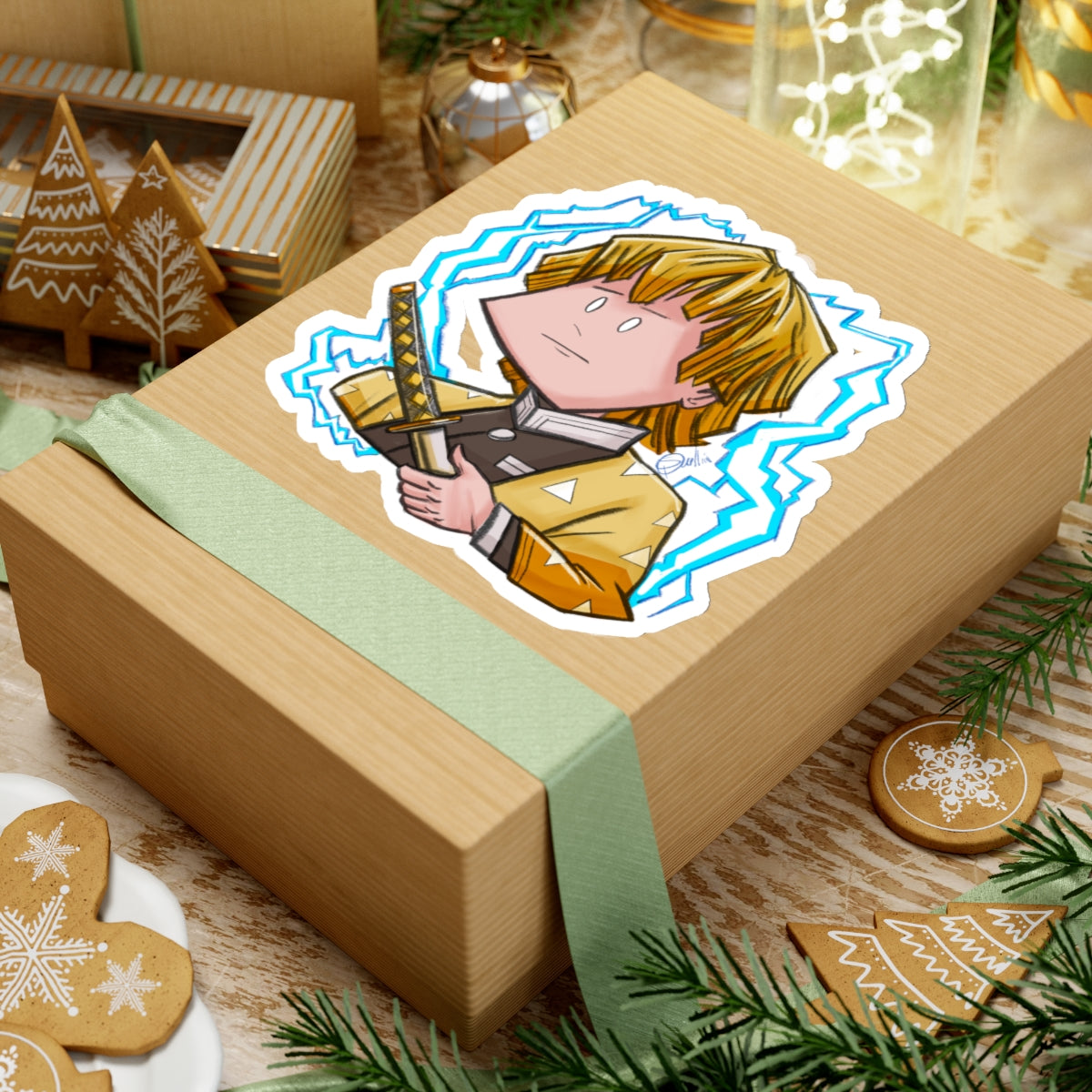 Demon Slayer Zenitsu Agatsuma Kiss-Cut Stickers