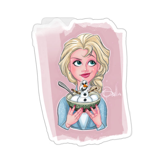 Elsa Eating an Olaf Snow Cone Sticker