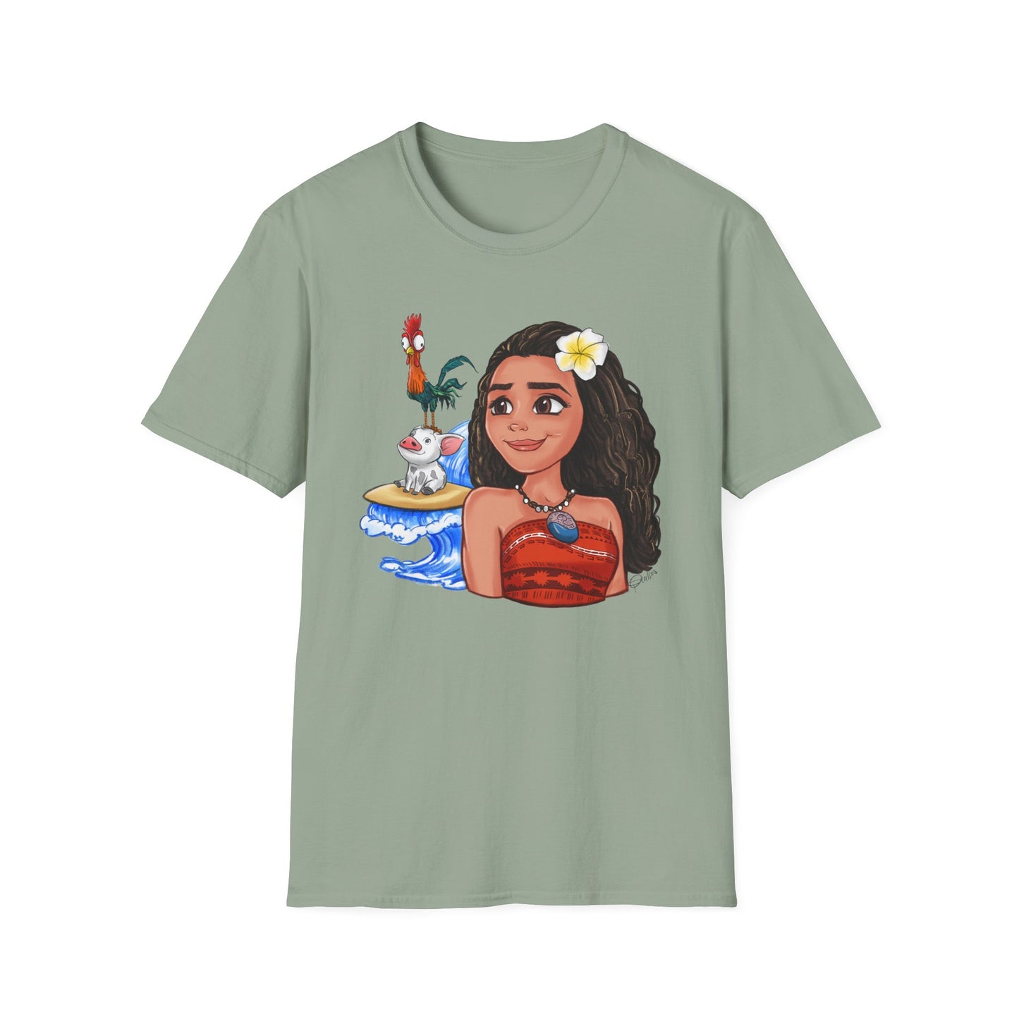 Moana riding the waves with Hei Hei and Pua T-Shirt