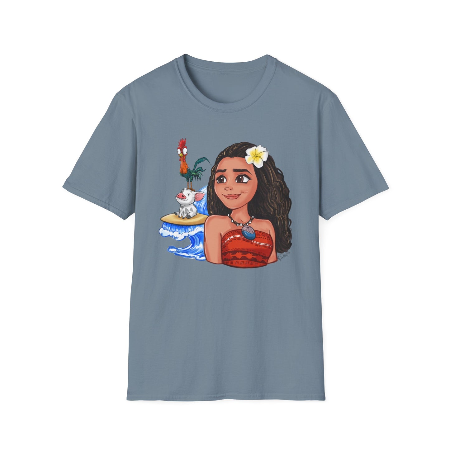Moana riding the waves with Hei Hei and Pua T-Shirt