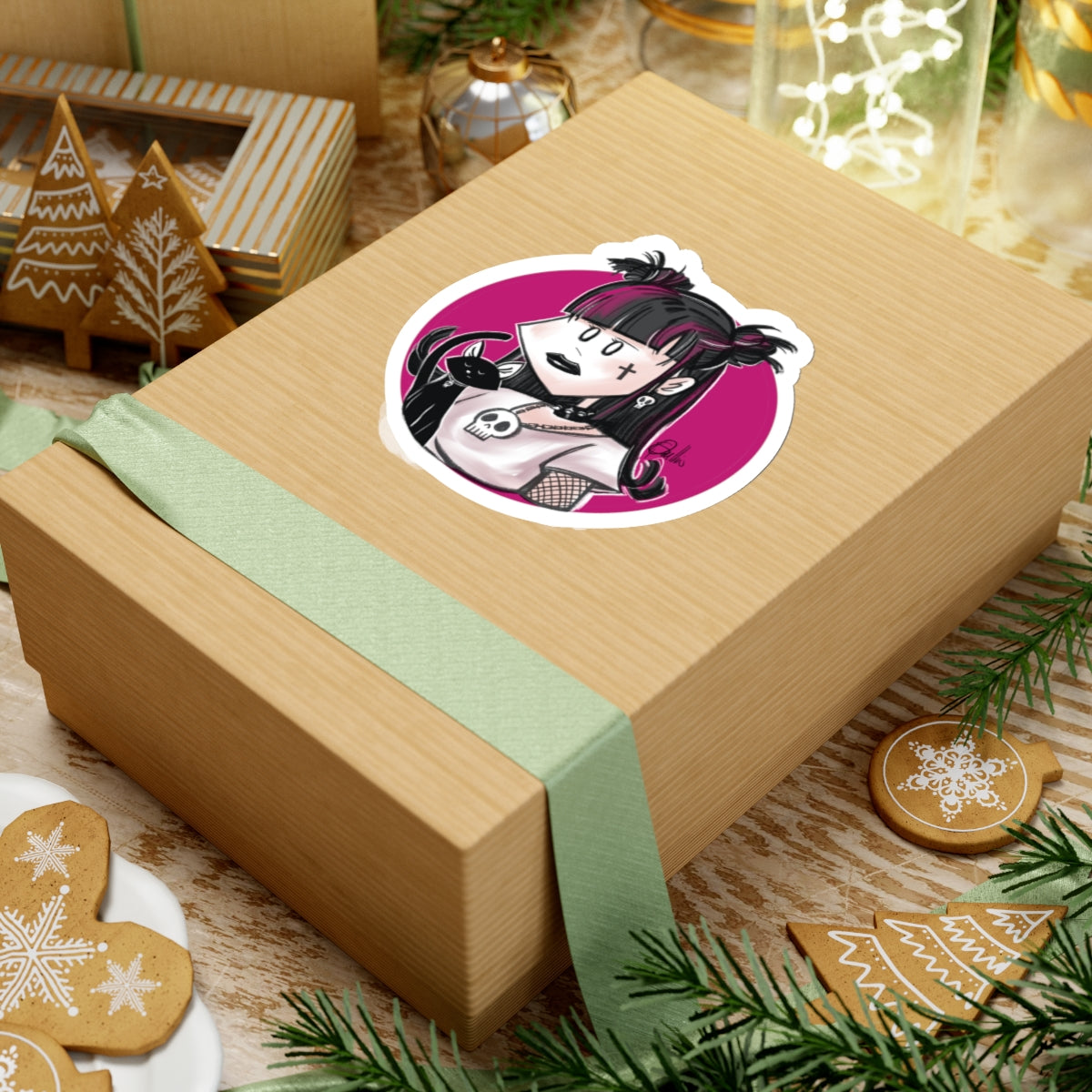 Goth Girl Kiss-Cut Stickers