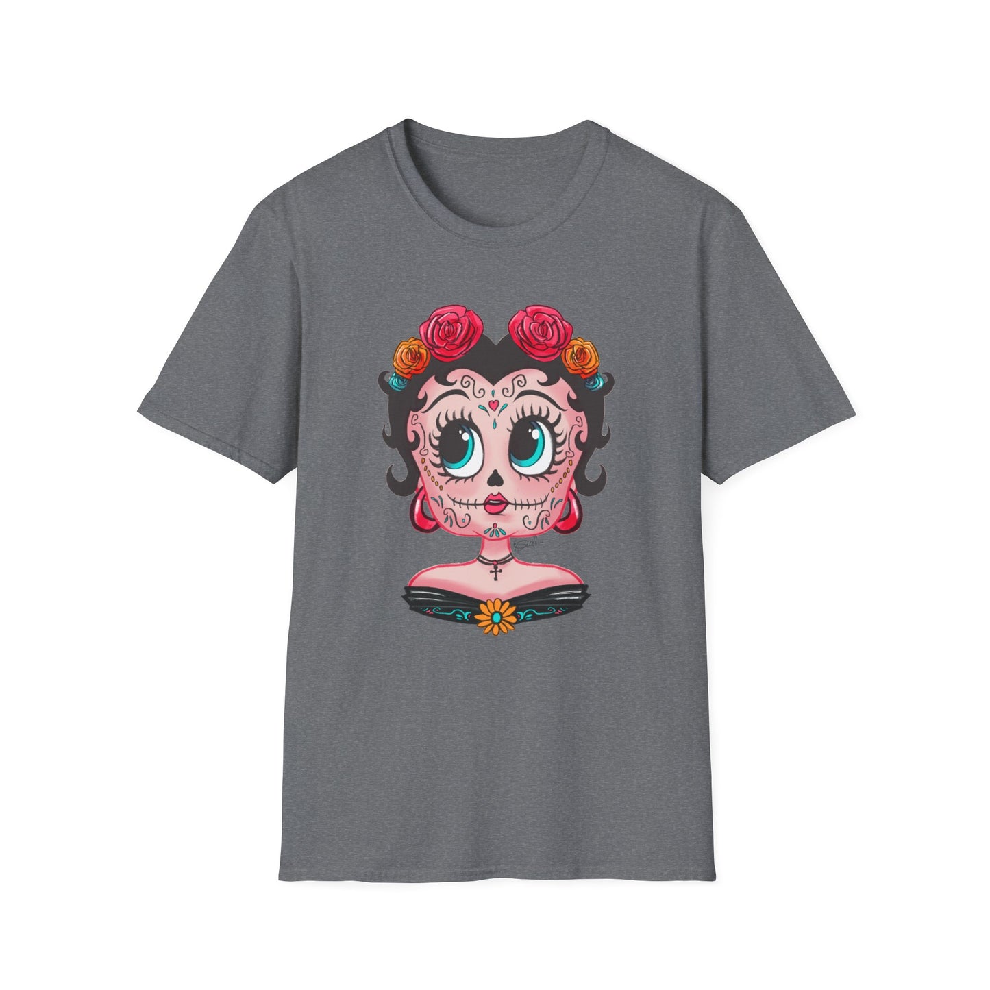 Betty Boop Dia de los Muertos Floral Skull T-Shirt