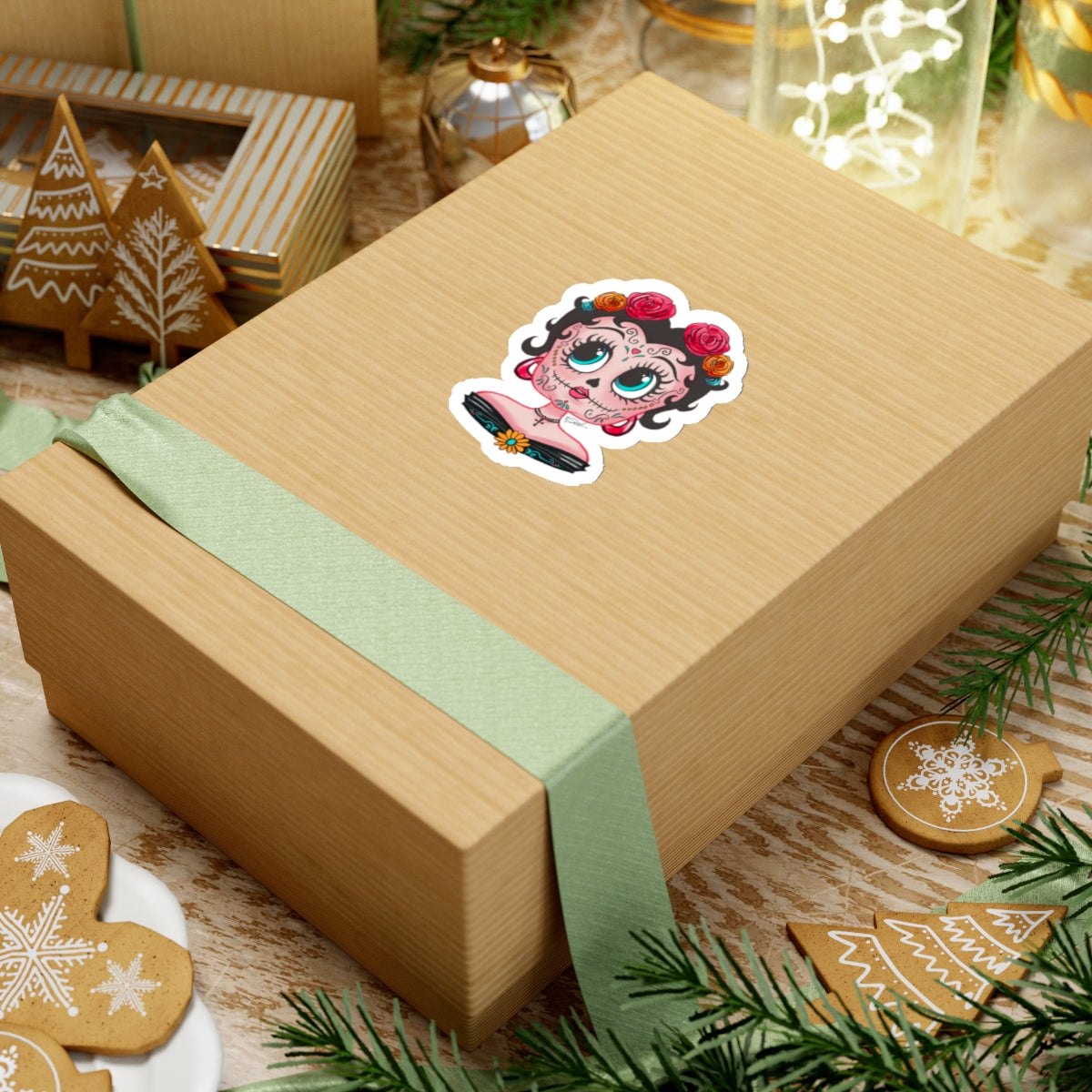 Betty Boop Dia de los Muertos Floral Kiss-Cut Stickers