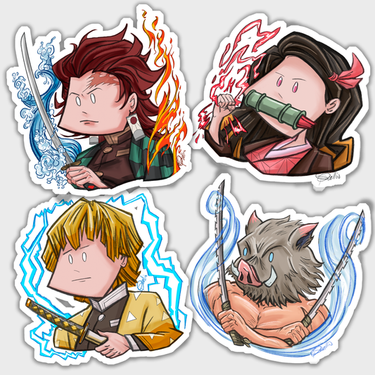 Demon Slayer 4 Pack of Stickers