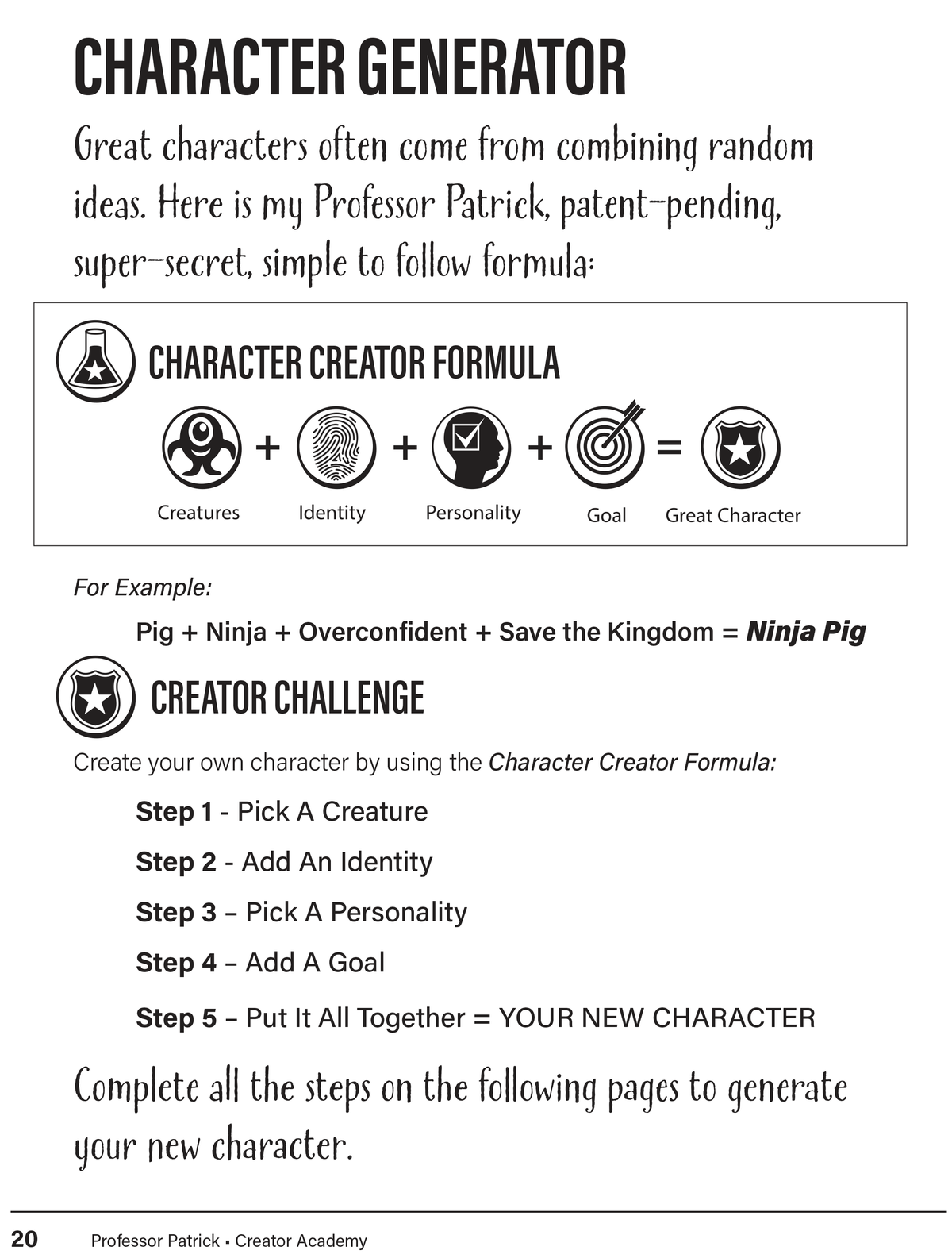 The Character Creator Workbook – Classroom Bundle