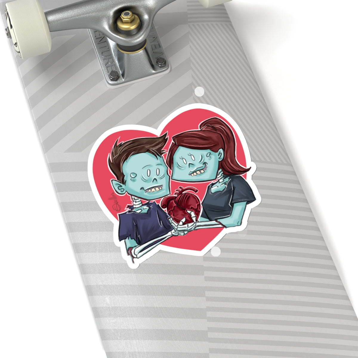 Cute Zombie Couples Kiss-Cut Stickers