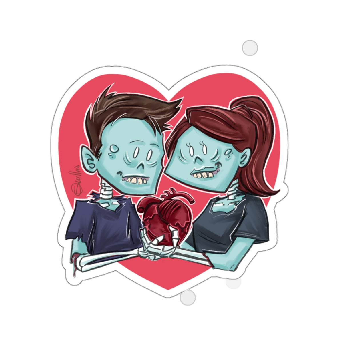 Cute Zombie Couples Kiss-Cut Stickers